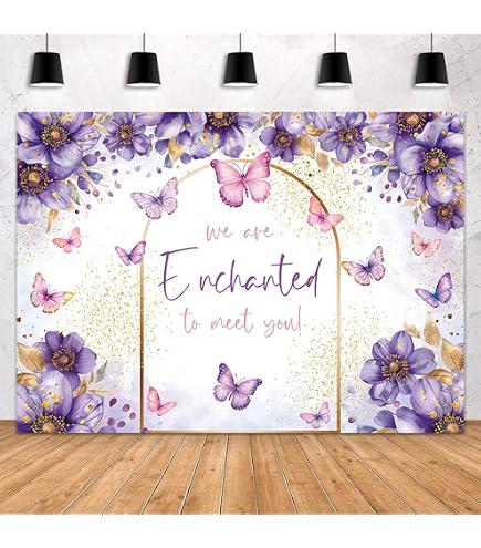 Butterfly Baby Shower Backdrop – 7x5ft Purple Butterfly Kisses Vinyl Background For Party Decor & Photo Booth