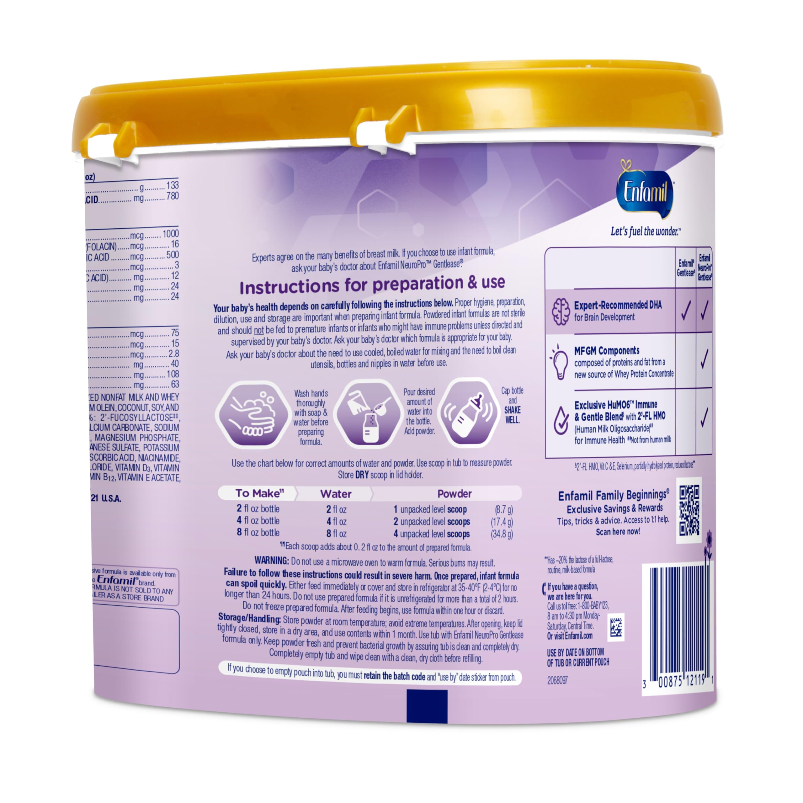 Enfamil NeuroPro Gentlease Baby Formula, Brain Building DHA, HuMO6 Immune Blend, Designed to Reduce Fussiness, Crying, Gas & Spit-up in 24 Hrs, Baby Milk, 19.5 Oz, Pack of 4