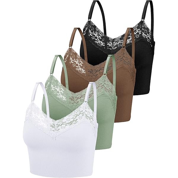 Bencailor 3 Pieces Lace Camisole Crop Top Lace Half Cami