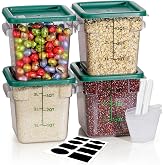 4QT 4PCS NSF Commercial Clear Food Storage Containers with Lids(GREEN) | Food Grade,Hot&amp;Cold Resistant. For Restaurant Kitchen Proof Dough