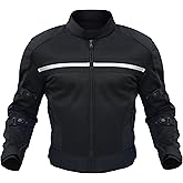 WICKED STOCK Motorcycle Jacket - CE Level1 Reflective Summer Biker Jacket with Adjustable Cuffs & Waist Belt - Lightweight & Comfortable Mesh Motorcycle Jacket with Armor for Men