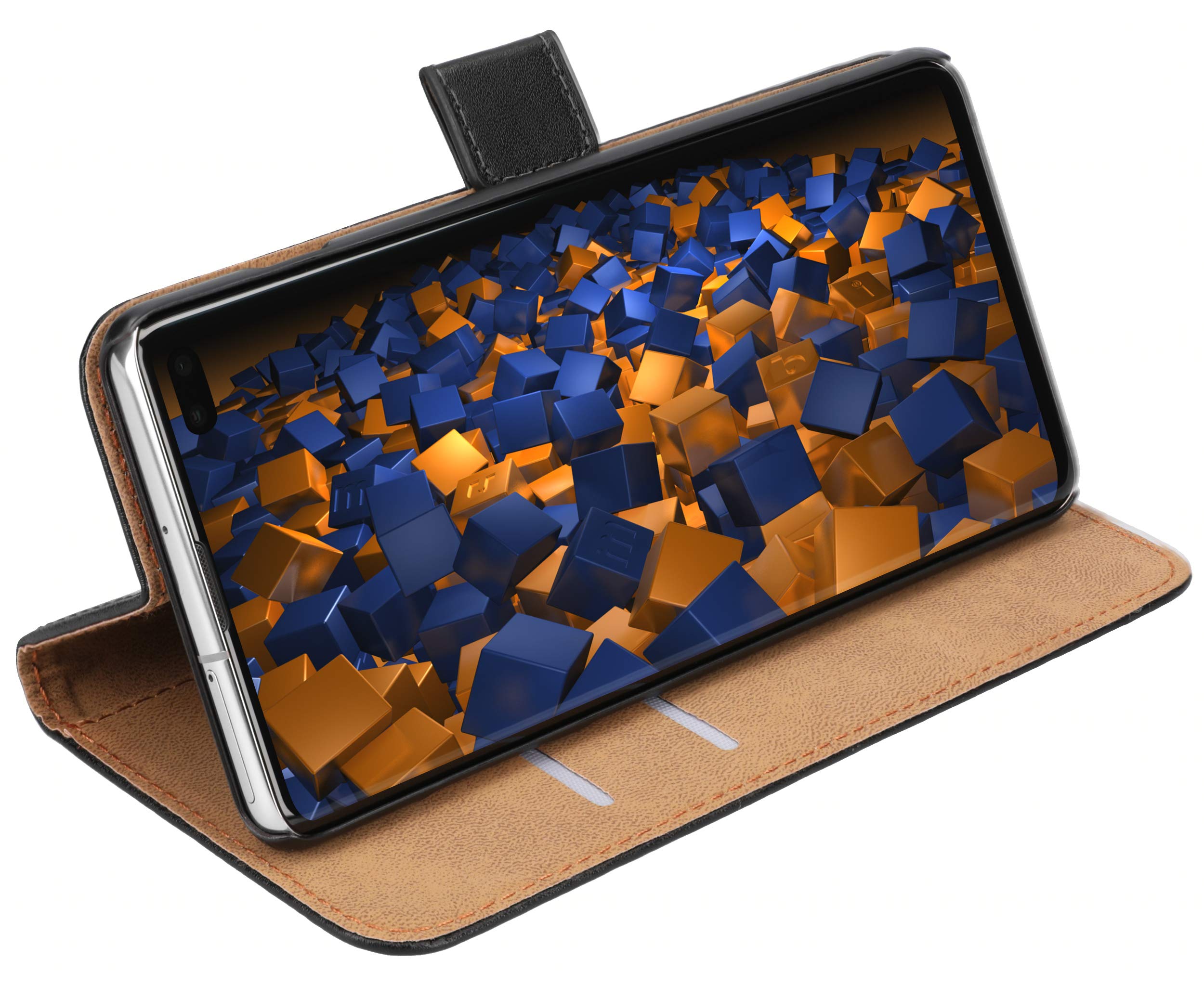 mumbi Book-Style Case Compatible with Samsung Galaxy S10+ / S10 Plus, Faux Leather Case, Black