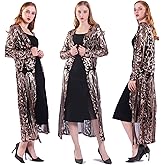 Women's Glitter Sequin Cardigan Long Sleeve Sparkle Duster Evening Party Cover Up Open Front Coat