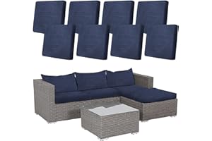 8 Pcs Stretch Patio Cushion Covers Waterproof Outdoor Cushion Covers Replacement,Outdoor Sofa Cover Patio Slipcovers,Indoor W