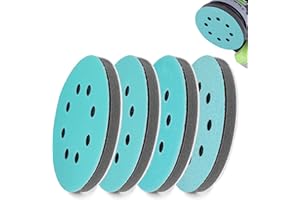 WORKPRO 5 Inch Orbital Sander Interface Pads and Sanding Discs, 4 Foam Buffer Pads & 8 Grit Sandpaper (80/120/240/320), 8 Hole Hook and Loop Soft Cushion Sponge Backing for Sander
