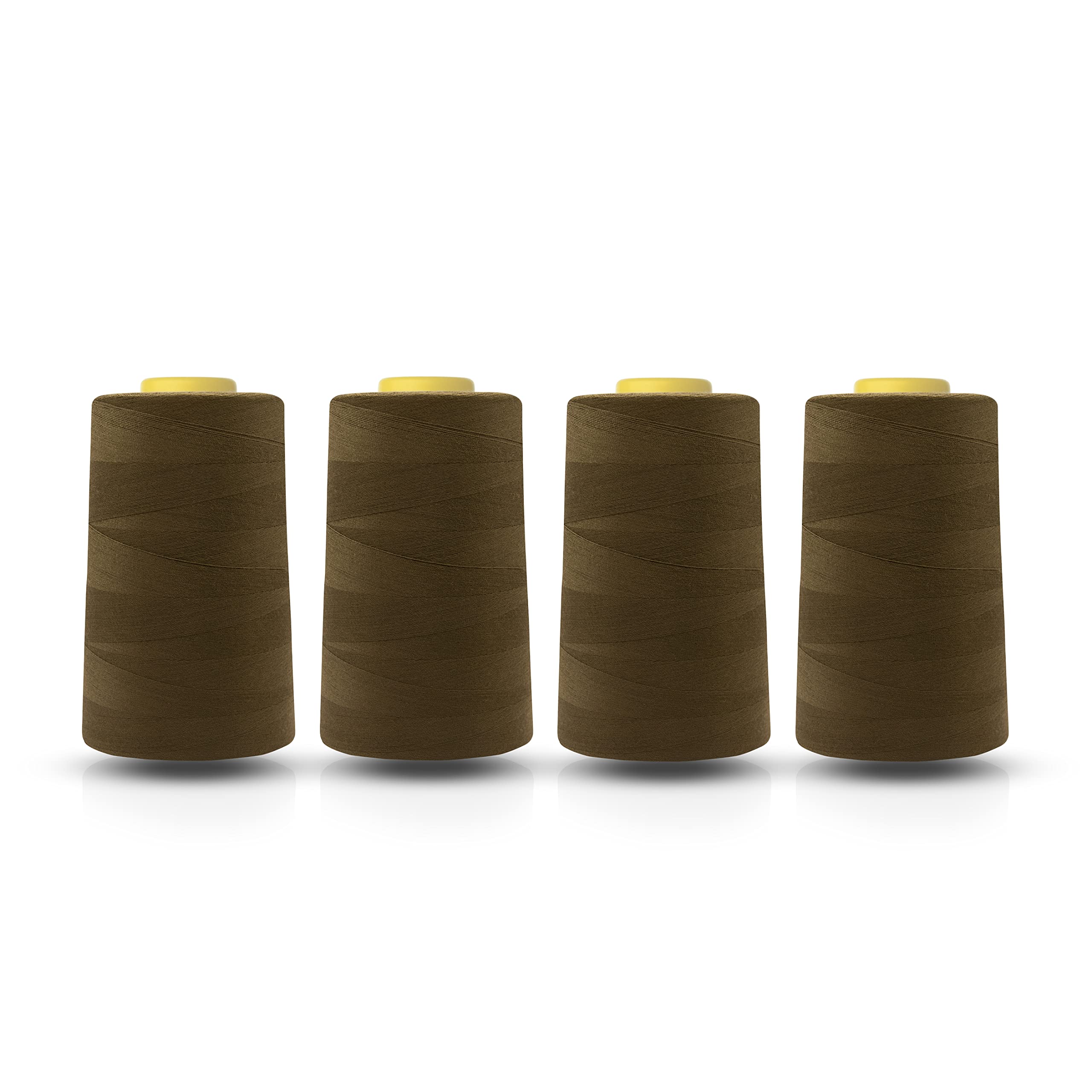 Realm Overlocking Sewing Machine Polyester Thread x Four 5000 Yards Cones White Black Natural Navy Red Grey (Light Khaki)