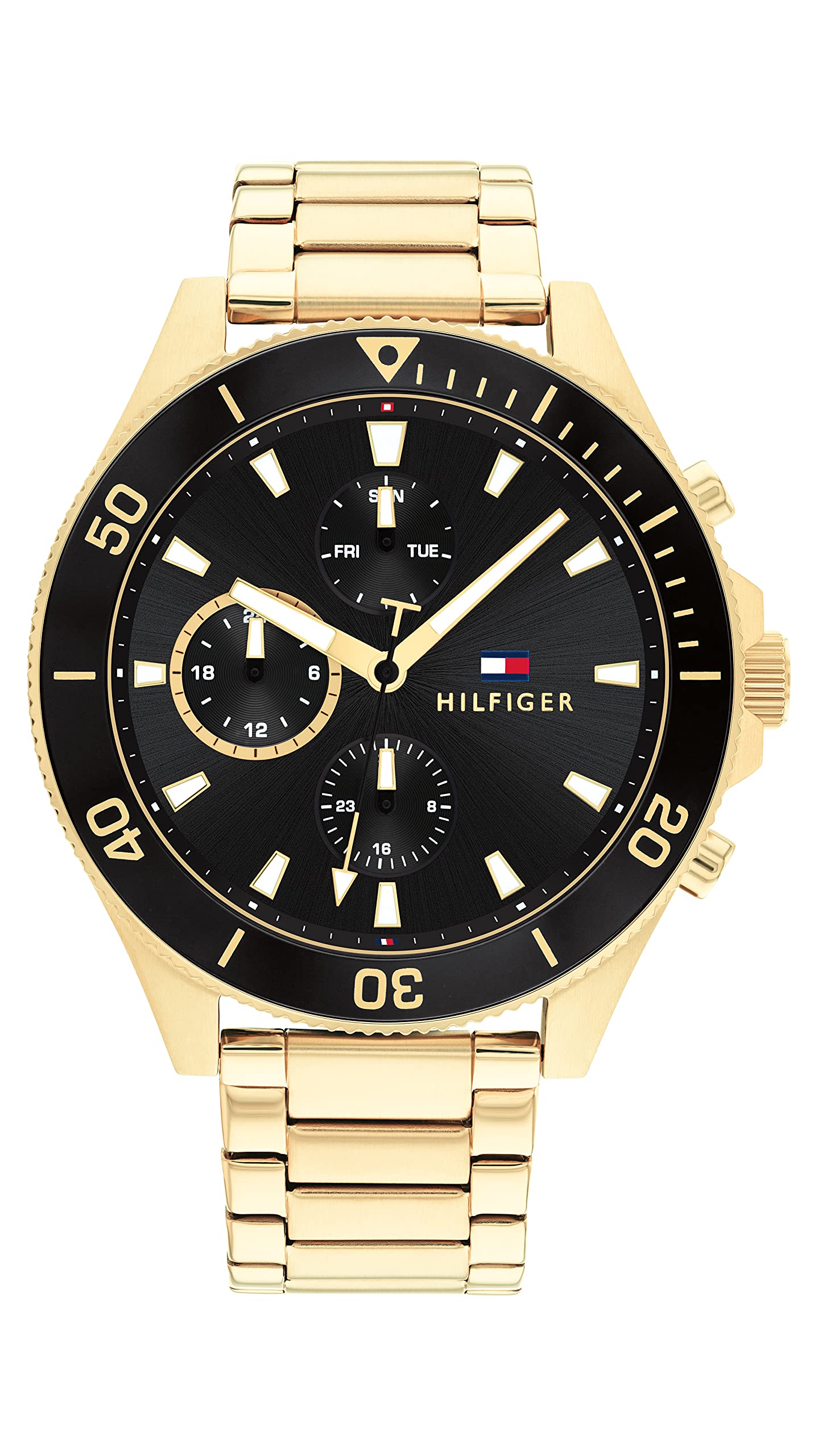 Tommy Hilfiger Analogue Multifunction Quartz Watch for Men with Gold Colored Stainless Steel Bracelet - 1791919