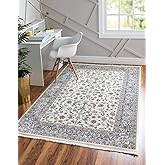 Unique Loom Narenj Collection Area Rug - Leeds (5' 1" x 8' Rectangle, Ivory/ Blue)