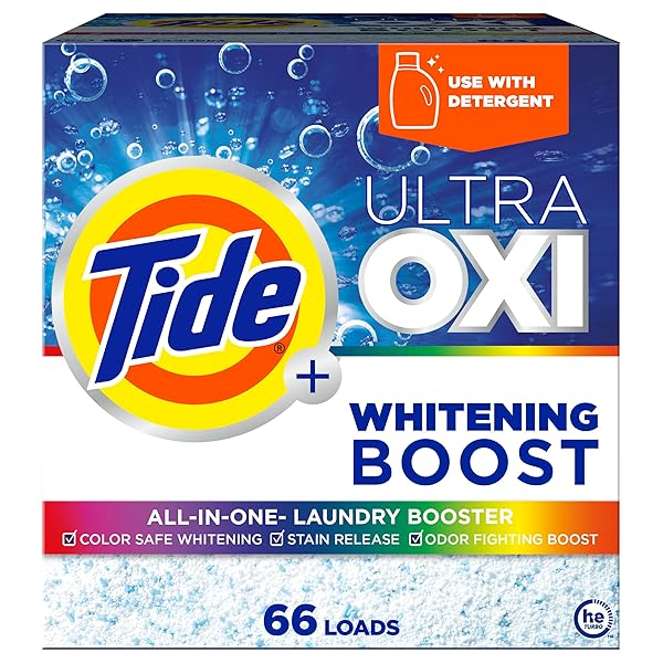 TIDE ULTRA OXI WHITENING BOOST, ALL IN ONE LAUNDRY BOOSTER, COLOR SAFE WHITENING, STAIN AND ODOR FIGHTER, 66 LOADS, 57 OZ