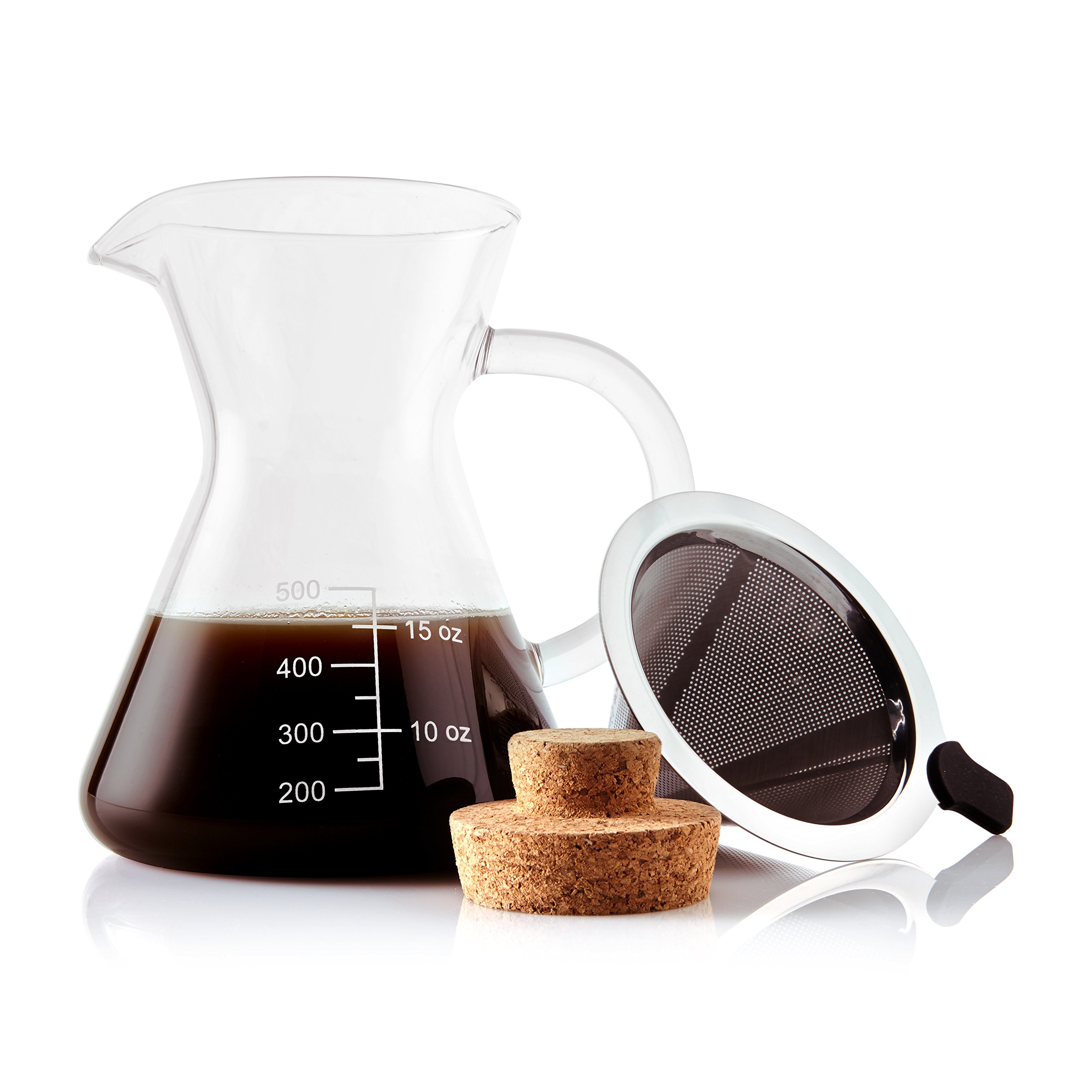 Apace Living Pour Over Coffee Maker Set w/Coffee Scoop and Cork Lid