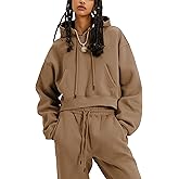 Ziqoty Women's 2pc Airport Outfits Casual Hoodie Fleece Tracksuit Sweatshirt Pullover Jogging Pants Pockets