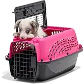 Petmate Two Door Plastic Pet Kennel, XS 19in, Pink, up to 10lbs | Top and Front Loading Dog Crate and Cat Carrier for Small Dogs, Doubles as Travel Kennel