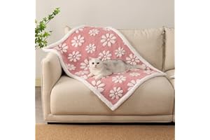 Yaning Waterproof Blanket for Dog Puppy Cat, Cute 3D Textured Flower Dog Blanket for Bed Couch Sofa, Soft Liquid Pee Proof Furniture Protector, 30"x40", Pink