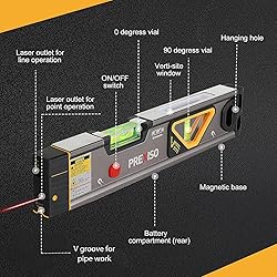 PREXISO 2-in-1 Laser Level 12 in Spirit Level with