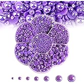 5600PCS Half Round Pearls Flatback Imitation Pearls for Crafts,7 Sizes for DIY Nails Art Crafting,Jewelry Making, Shoes,Cup,Phone Decoration (14 Deep Purple AB)