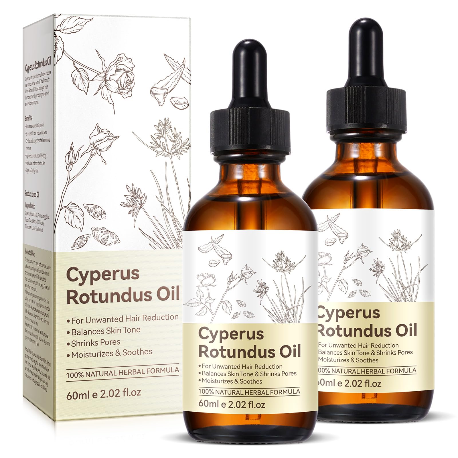Photo 1 of 2PCS Cyperus Rotundus Oil, Natural Cyperus Rotundus Oil For Hair Removal, Reduces Unwanted Hair Growth, Moisturizes & Soothes The Skin, Suitable For All Skin Types