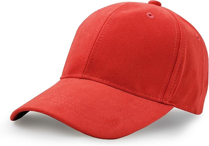 red suede baseball cap