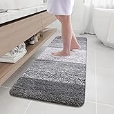 Arotive Microfiber Bathroom Rugs, Shaggy Soft and Absorbent Bath Rug, Non-Slip, Thick Plush Machine Washable Dry Bath Mats for Bathroom, Tub and Shower, 59x20, Grey, Rectangular