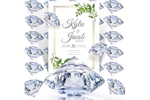 MTLEE 36 Pieces Diamond Place Card Holders Acrylic Number Holders for Wedding Crystal Table Card Stands Tabletop Stands for Weddings Baby Shower Table Decoration(Transparent White)