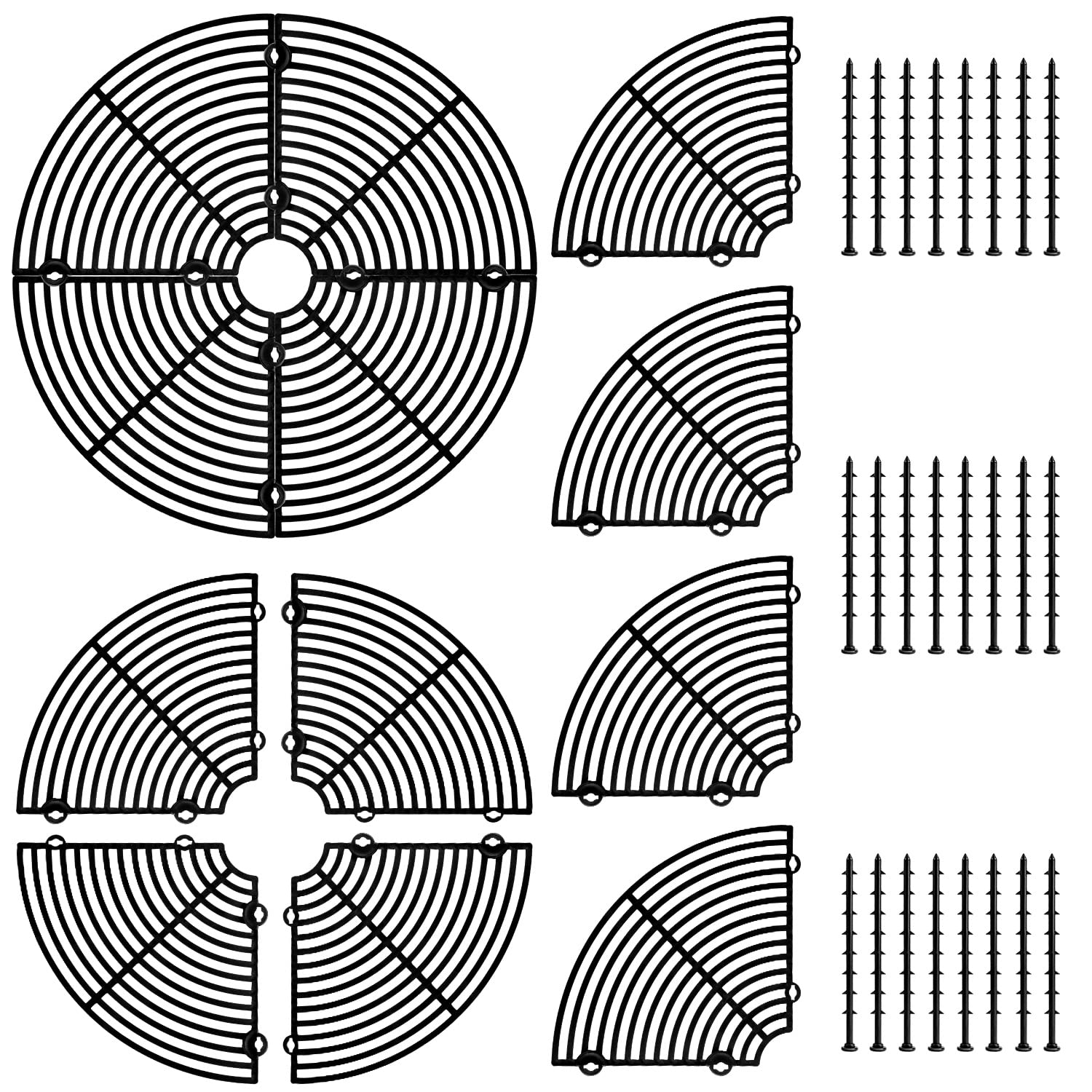 LÜTER 3 Pack Plant Pot Cover - 11.8'' Plastic Indoor Grid with 24 Stakes, Cat Digging Stopper (Black)