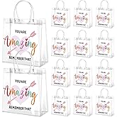 Dansydaisy 20 Pcs Inspirational Gift Bags Bulk for Women You Are Amazing Remember That Clear PVC Reusable Tote Thank You Bags with Handle for Christian Religious Baptism Christmas Party Favors