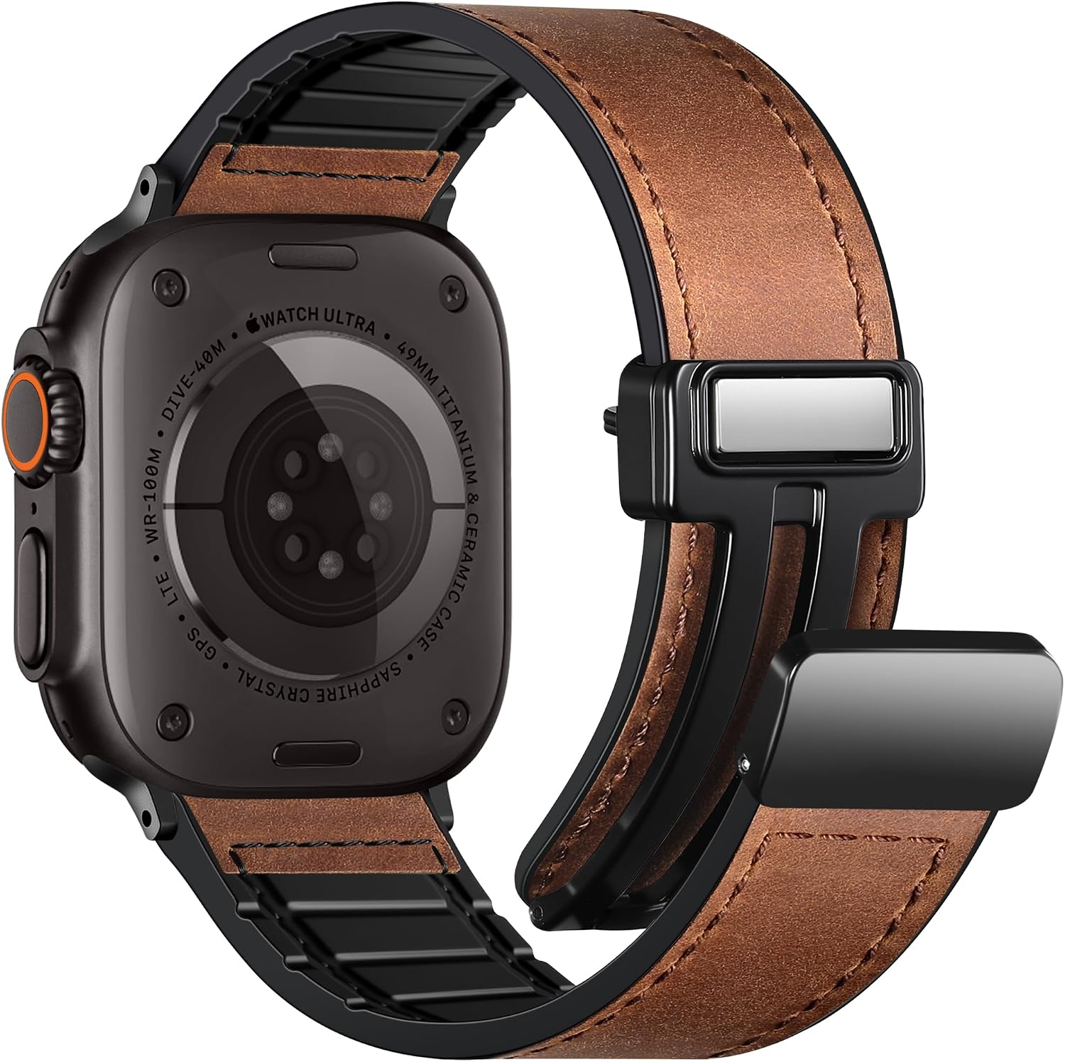 Charlam Magnetic Leather Bands Compatible with Apple Watch Bands 49mm 46mm 45mm 44mm 42mm 41mm 40mm 38mm Men Women,Genuine Leather Straps for iWatch Bands Ultra 3/2/1 SE Series 11 10 9 8 7 6 5 4 3 2 1