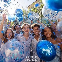 AULE Party Balloons Pack of 42 - Metallic Blue