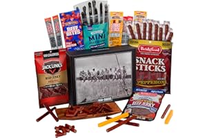 ManSnacks Deluxe Jerky Gift Basket for Men - Large Variety of Beef Jerky Sticks, Pepperoni Sticks, Cheese Stick, in a Manly Gift Box