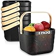 Roshtia 6 Pcs Plastic Mesh Storage Basket with Handle 9.8 x 10.2 x 7.1 Inch Garden Harvest Storage Basket Multi Functional Hanging Basket Organizer for Kitchen Bathroom Picnic Cabinet Home (Black)