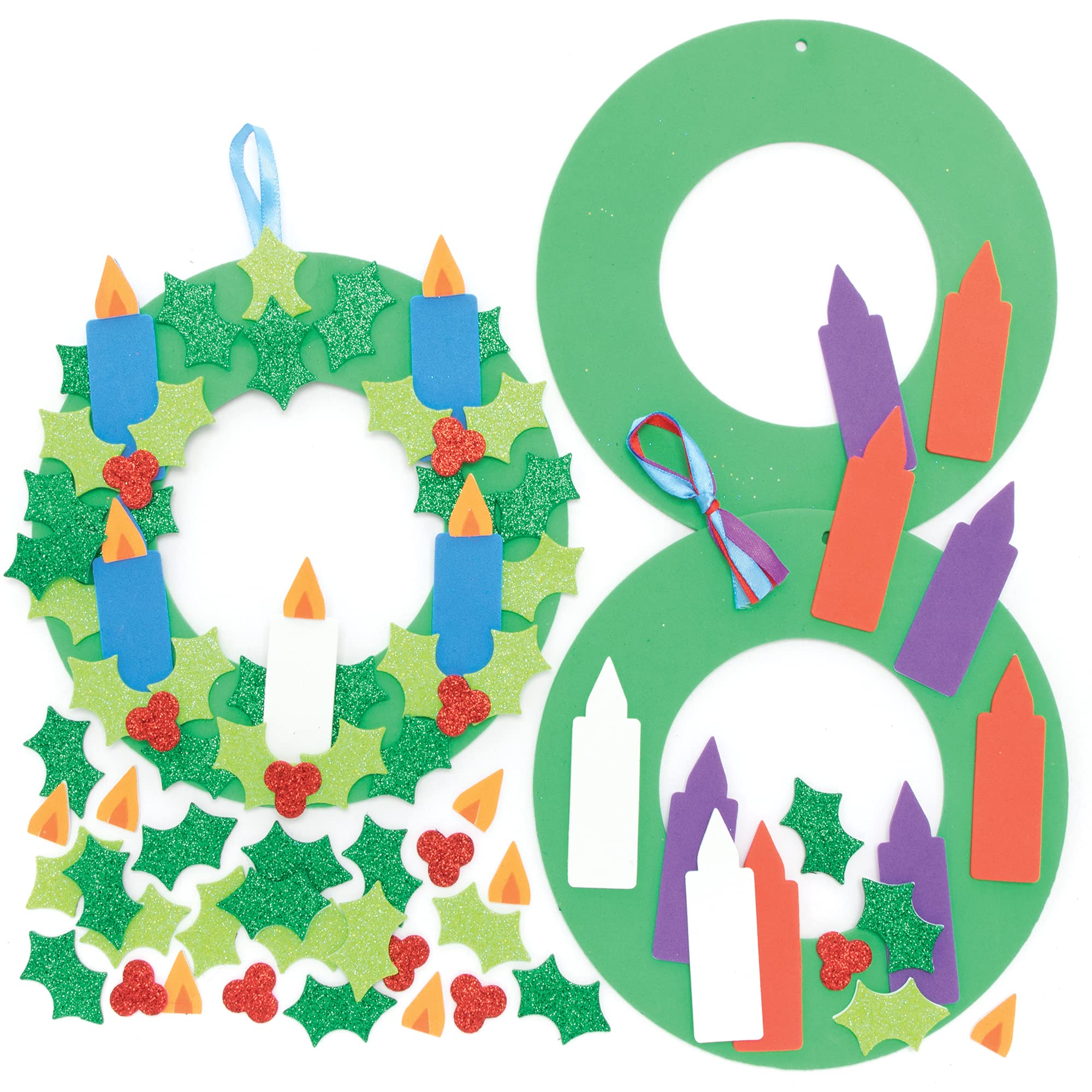 Baker Ross FE916 Advent Candle Wreath Kits - Pack of 3, Wreath Ring to Decorate and Display, Make Your Own Decorations, Ideal Kids Arts and Crafts Project