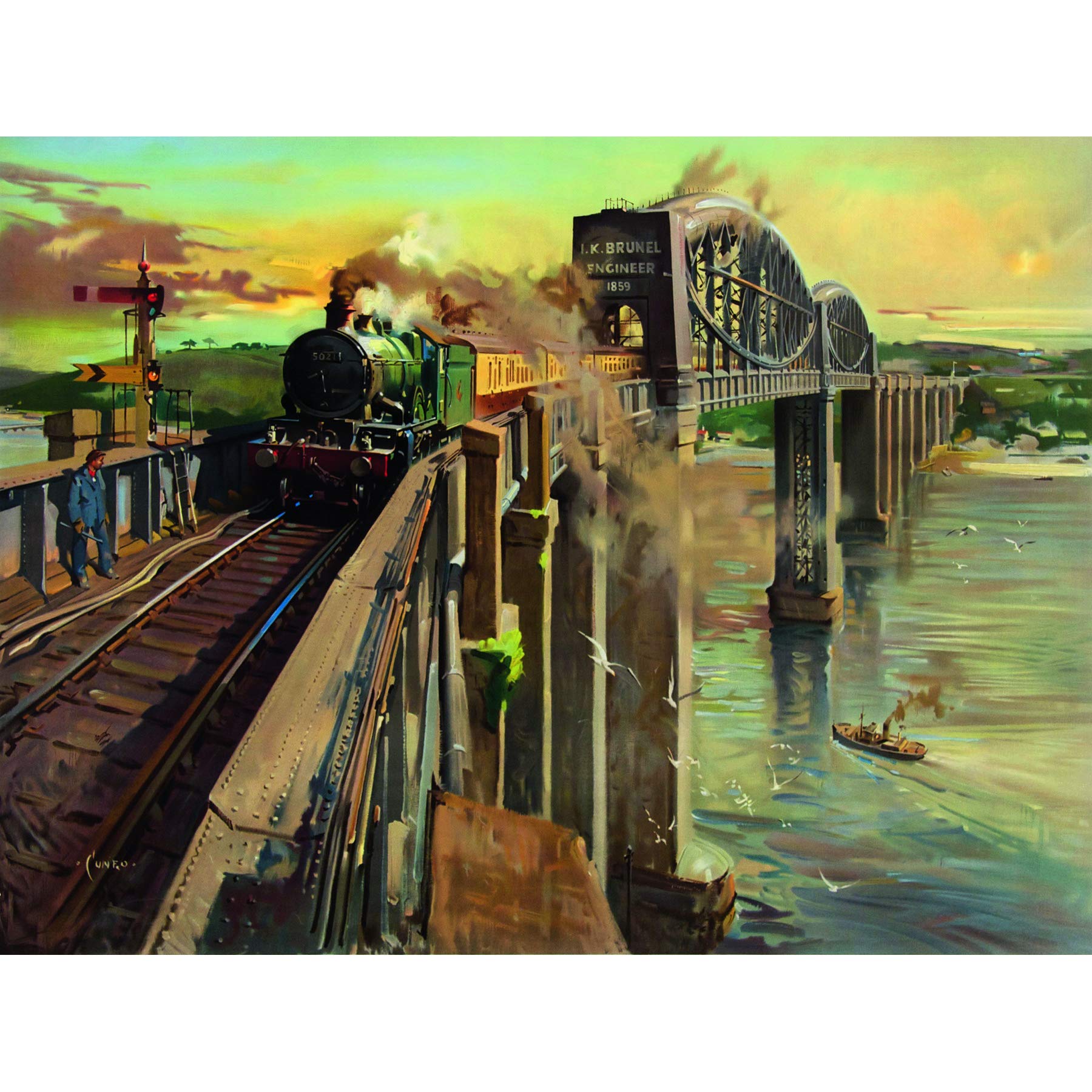 Wee Blue Coo Painting Royal Albert Bridge Saltash British Railways Art Canvas Print