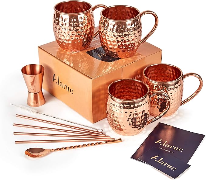 Moscow Mule Copper Mugs Set 4 Authentic Handcrafted Mugs