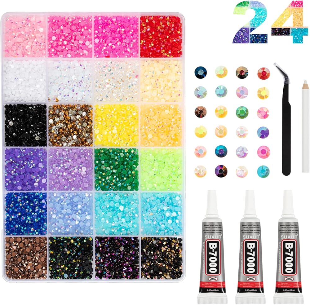Gelapa 24 Colors Rhinestones for Bedazzling, 28000+pcs Bedazzle Kit, 3mm Flatback Gems for Crafting, Bedazzling Kit for Nail