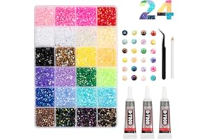 Gelapa 24 Colors Rhinestones for Bedazzling, 24000+pcs Bedazzle Kit, 3mm Flatback Gems for Crafting, Bedazzling Kit for Nail 