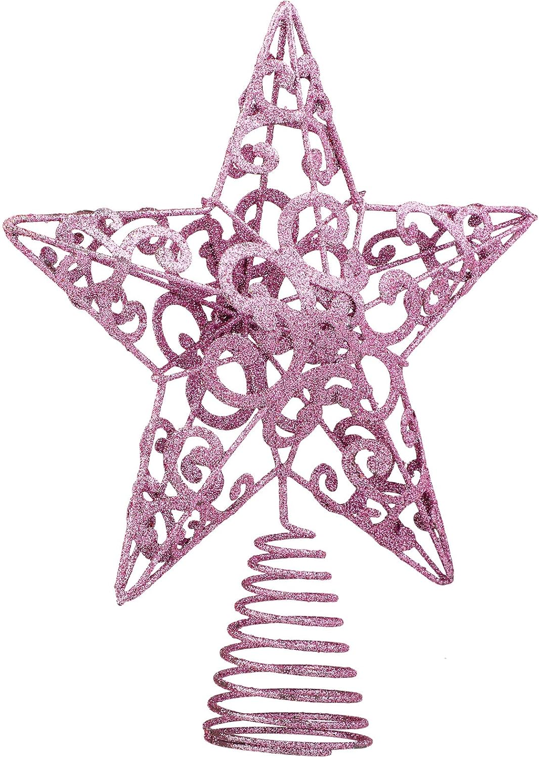 Tree Toppers - Aneco 10 Inches Christmas Tree Topper Star Metal Glittered Star Treetop Decoration Hollow-Out Star Topper Decoration for Christmas Home Decor