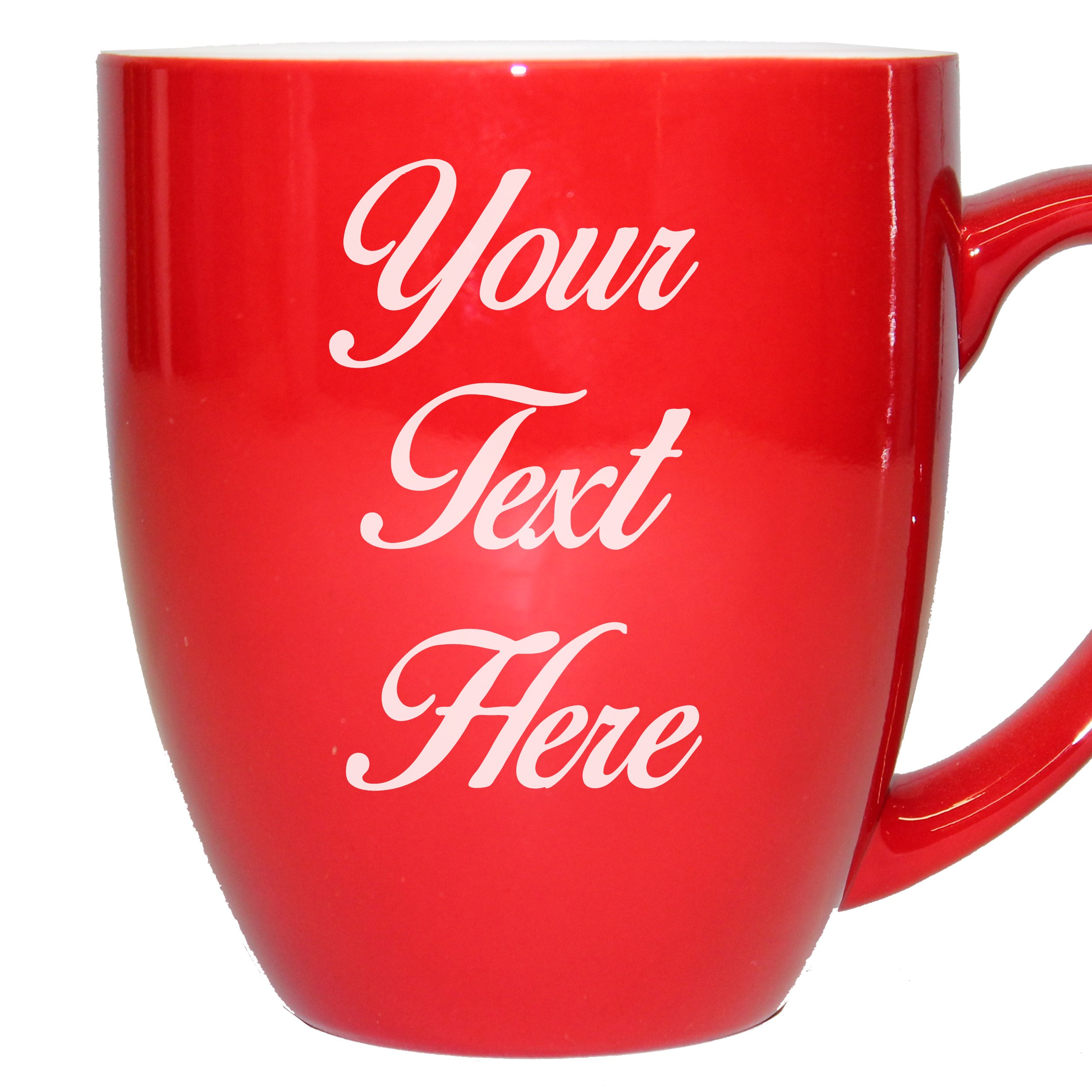 My Personal MemoriesCustom Engraved Latte Coffee Mug and Personalized Tea Cup With Your Text (Red)