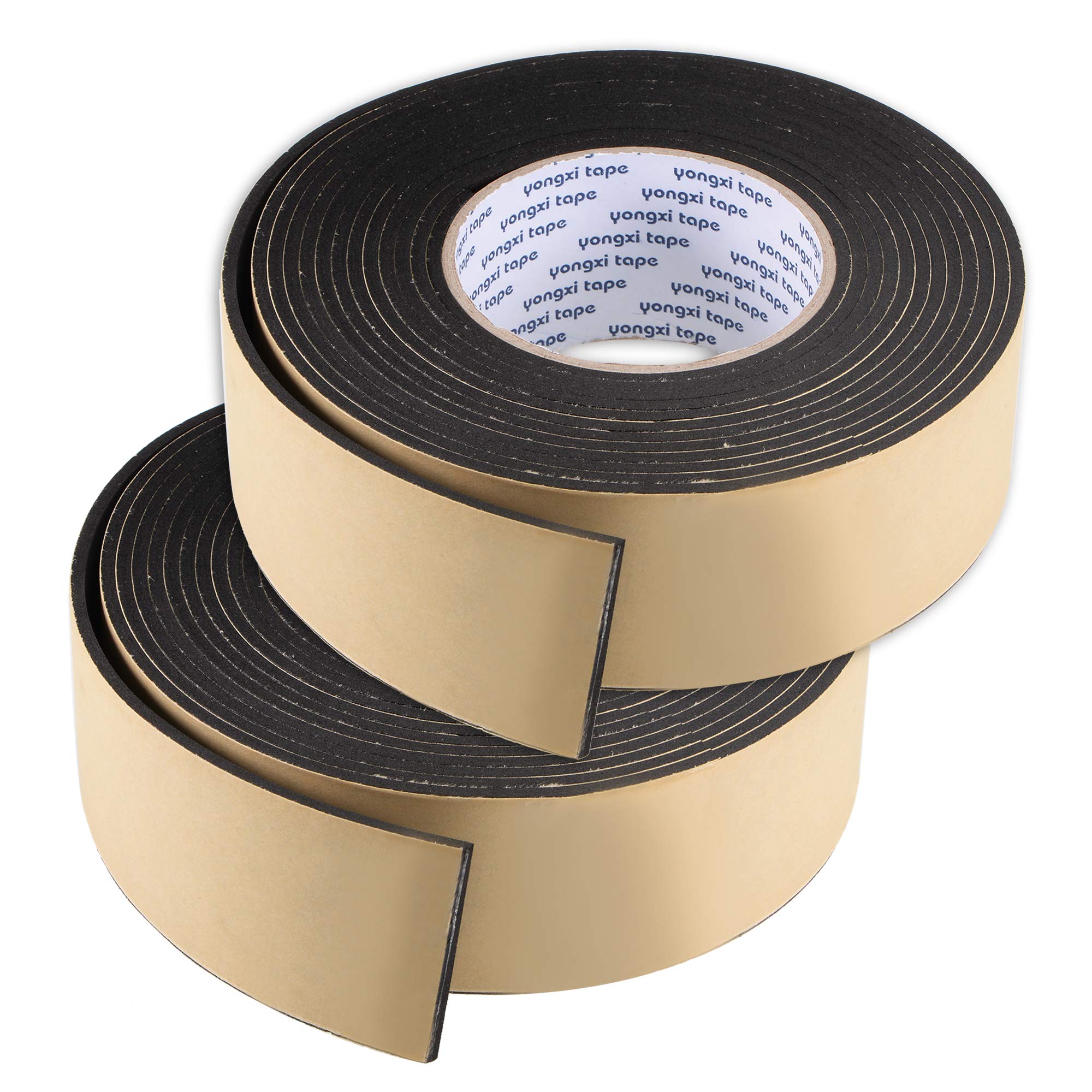 sourcing map Sealing Foam Tape 15mm Wide 3mm Thick 5m/16.4ft Long, EVA Self Adhesive Weather Strip for Window Door Insulation, Pack of 2