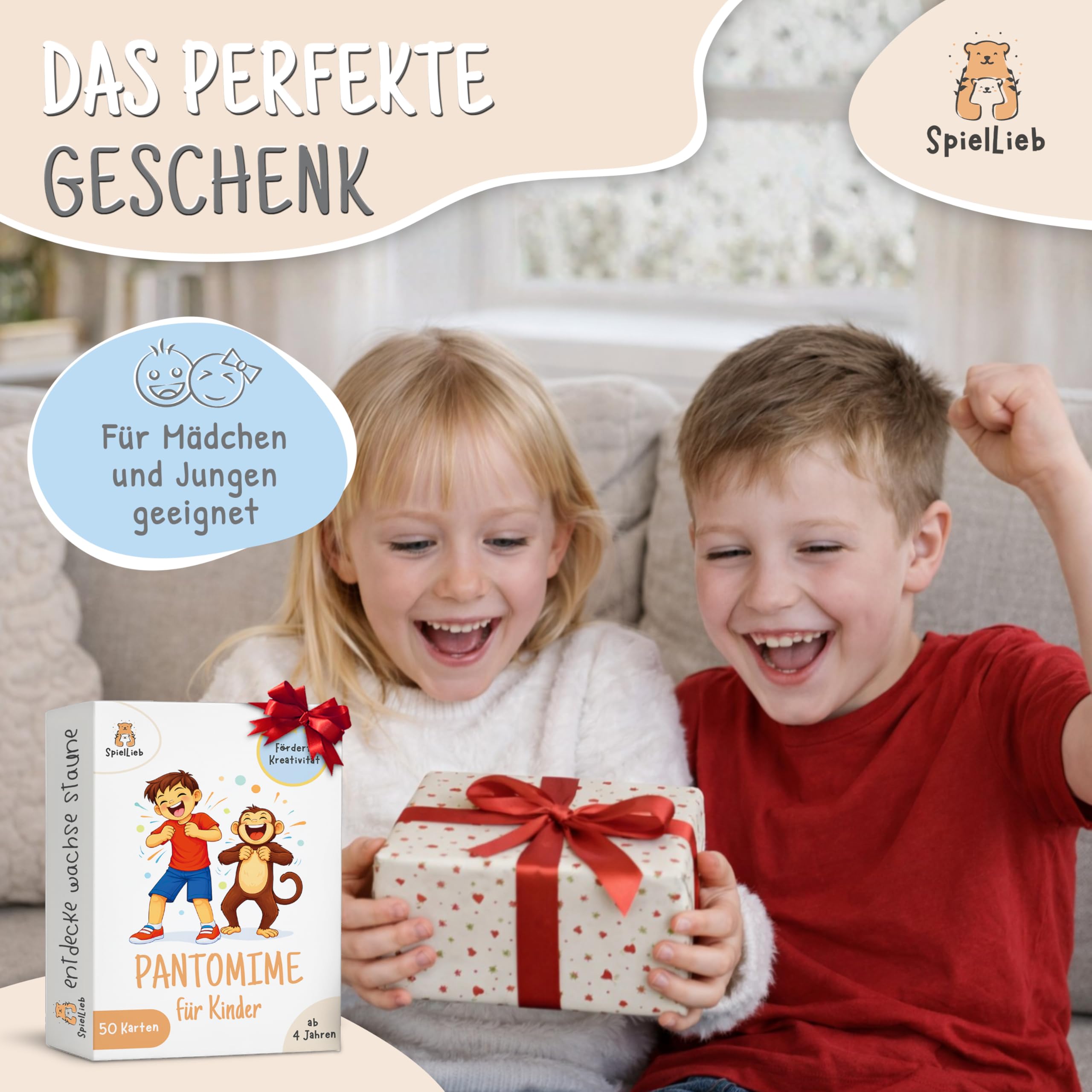 SpielLieb® Pantomime Spiel Kinder - Lustiges Lern- & Ratespiel Kartenset 7