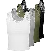 4 Pack Camisole for Women Lace Tank Tops Cami Soft Comfy Tank Cami Undershirt Lace Straps Top for Girl Women
