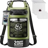 Waterproof Dry Bag, Kayaking Paddle Boarding Floating Backpack 20L Green | Waterproof Dry Bags for Kayaking Boating, Drybag with Waterproof Phone Pouch, 6 Storage Bags,Shoulder Straps,Handle,Mesh Bag