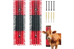 SAYUTIE Livestock Scratch Brush With 8 Screws，Animal Back Scratching Brush for Cow,Cattle,Sheep, Horses,Pigs，Massage Grooming Tool (Red, 2pcs)