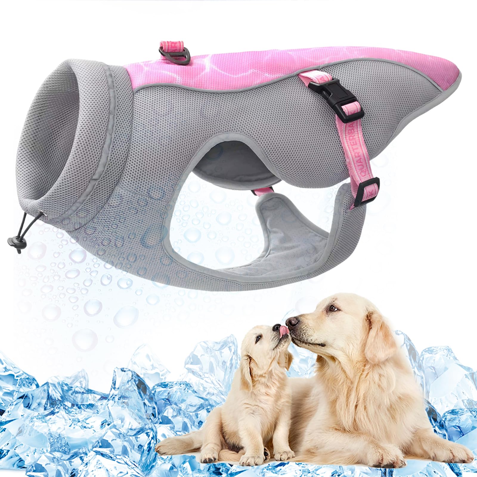 Summer Dog Cooling Vest Harness Breathable Mesh Dog Cooler Jacket Cool and Comfortable Dog Coat Adjustable With Reflective Strip for Small/Medium/Large Dogs Outdoor Running,Walking,Mountain Climbing