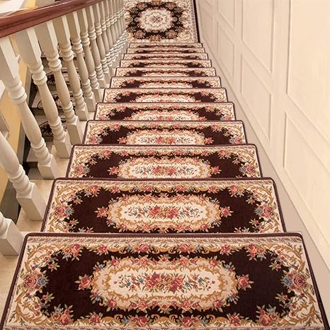 Amazon 階段マット 階段 滑り止め 吸着 ずれない 製貼り付けやすい 階段クッション ワイド 階段マット 四季通用 防音 屋内 屋外 スリップ防止 年配 子供 ペット Color Brown2 Size 5 26 75x3cm 廊下敷き 階段マット オンライン通販