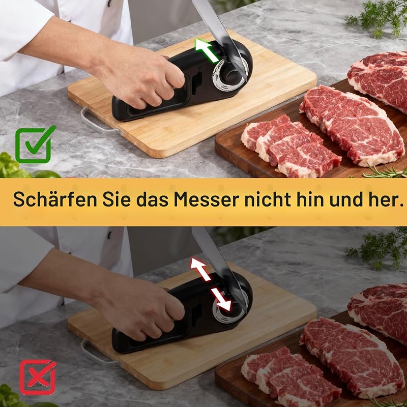 Messerschärfer 7-in-1 Messerschleifer, Messerschärfer Profi, Messer und Scherenschleifer, Knife Sharpener Messer Schärfen, Messer Schleifen, Scheren Schärfer, Keramik Messerschärfer (Schwarz)