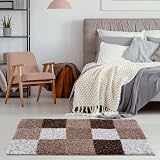 THE RUGS Modern Shaggy Area Rug Multicolour 80x150 cm Brown view 3