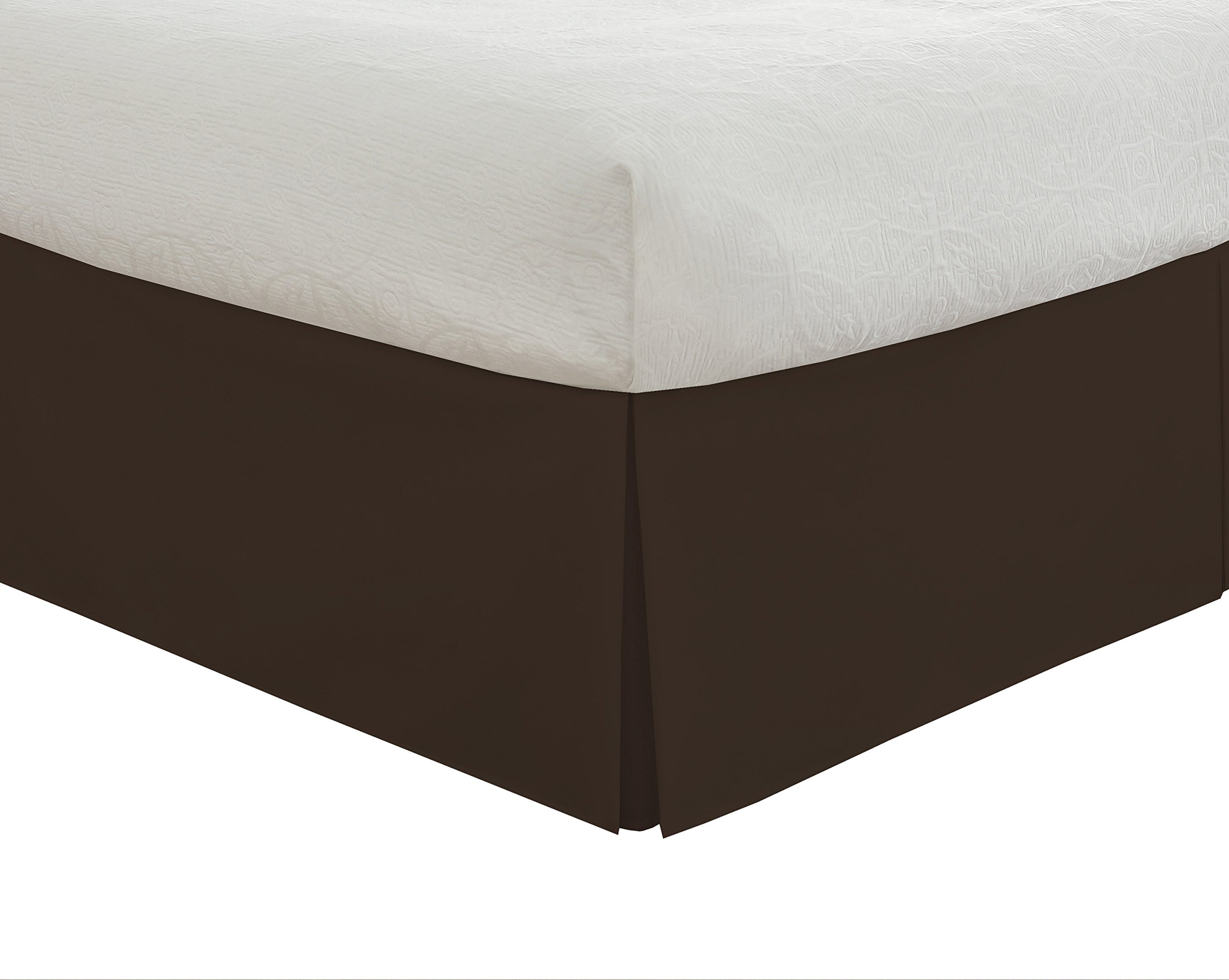 Lux Hotel Tailored Bed Skirt Classic 14" Drop Length Pleated Styling, Full, Chocolate