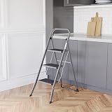 Home Vida 3 Step Ladder Heavy Duty Steel Grey Folding 150kg Max Load view 8
