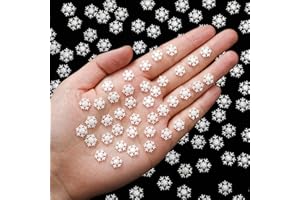 Knitgrip 150 Pcs Mini Snowflake for Craft 0.35 Inch Small Resin Xmas Embellishment Tiny Snowflake Ornaments Little Craft Pieces for Christmas Winter Party DIY Decor(White)