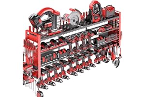 49.8" W Super Large Power Tool Organizer Wall Mount,4-Layer Heavy Duty Tool Storage with 18 Cordless Drill Holder,600 lb Capa
