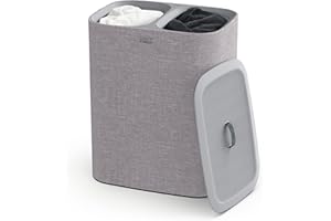 Joseph Joseph Tota 90 liter/23.8 gallon Laundry Hamper Separation Basket with lid, 2 Removable Washing Bags with Handles - Gray